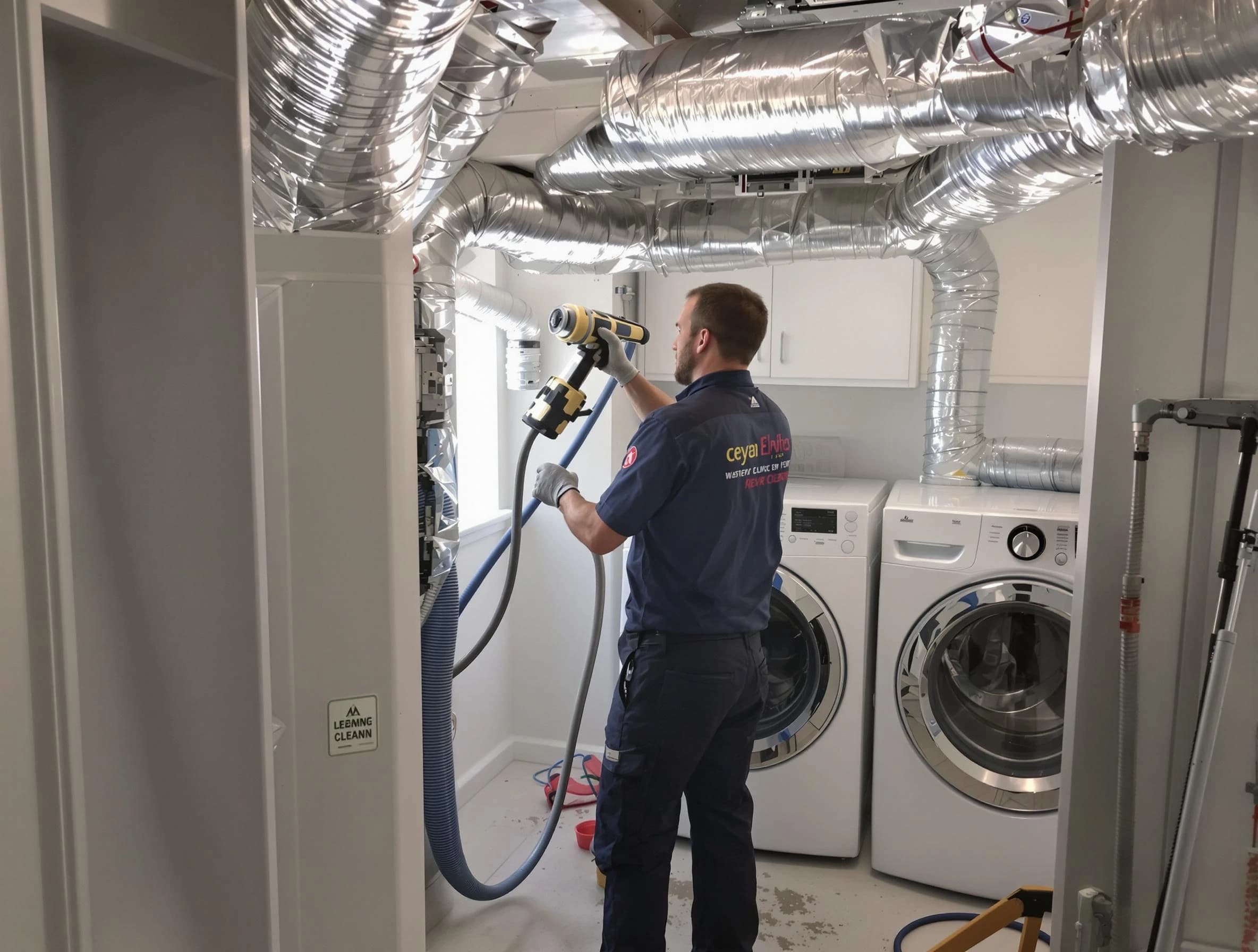 Twin Lakes Dryer Vent Cleaning specialist using advanced equipment for thorough duct cleaning in Twin Lakes