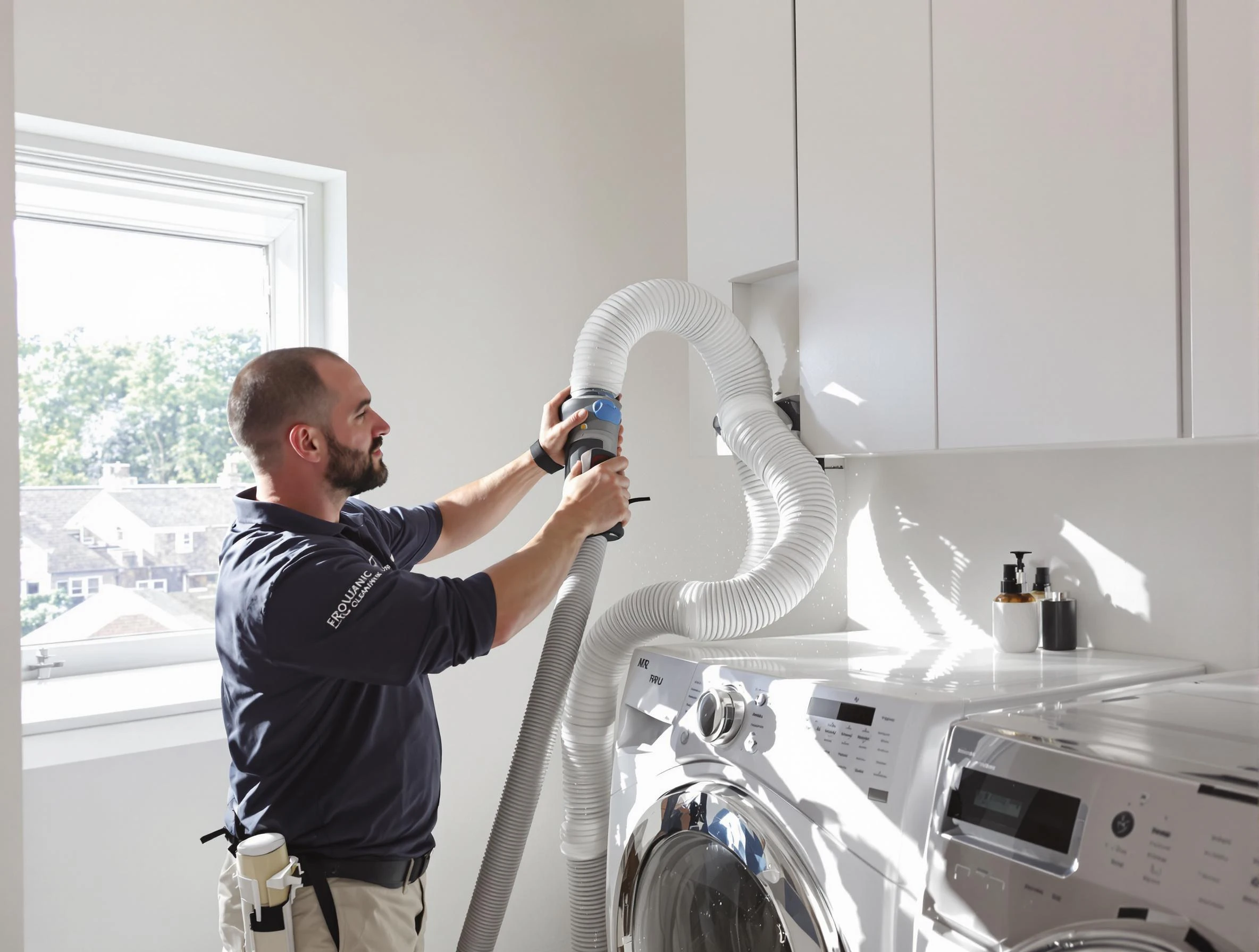 Certified Twin Lakes Dryer Vent Cleaning technician performing dryer vent cleaning in Twin Lakes